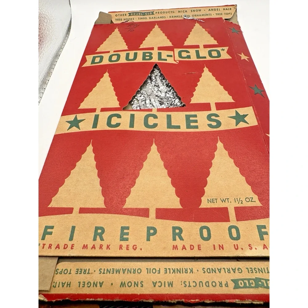 Vintage 1950’S Double-Glo Fireproof Icicles Silver Tinsel Ribbon Christmas Decor